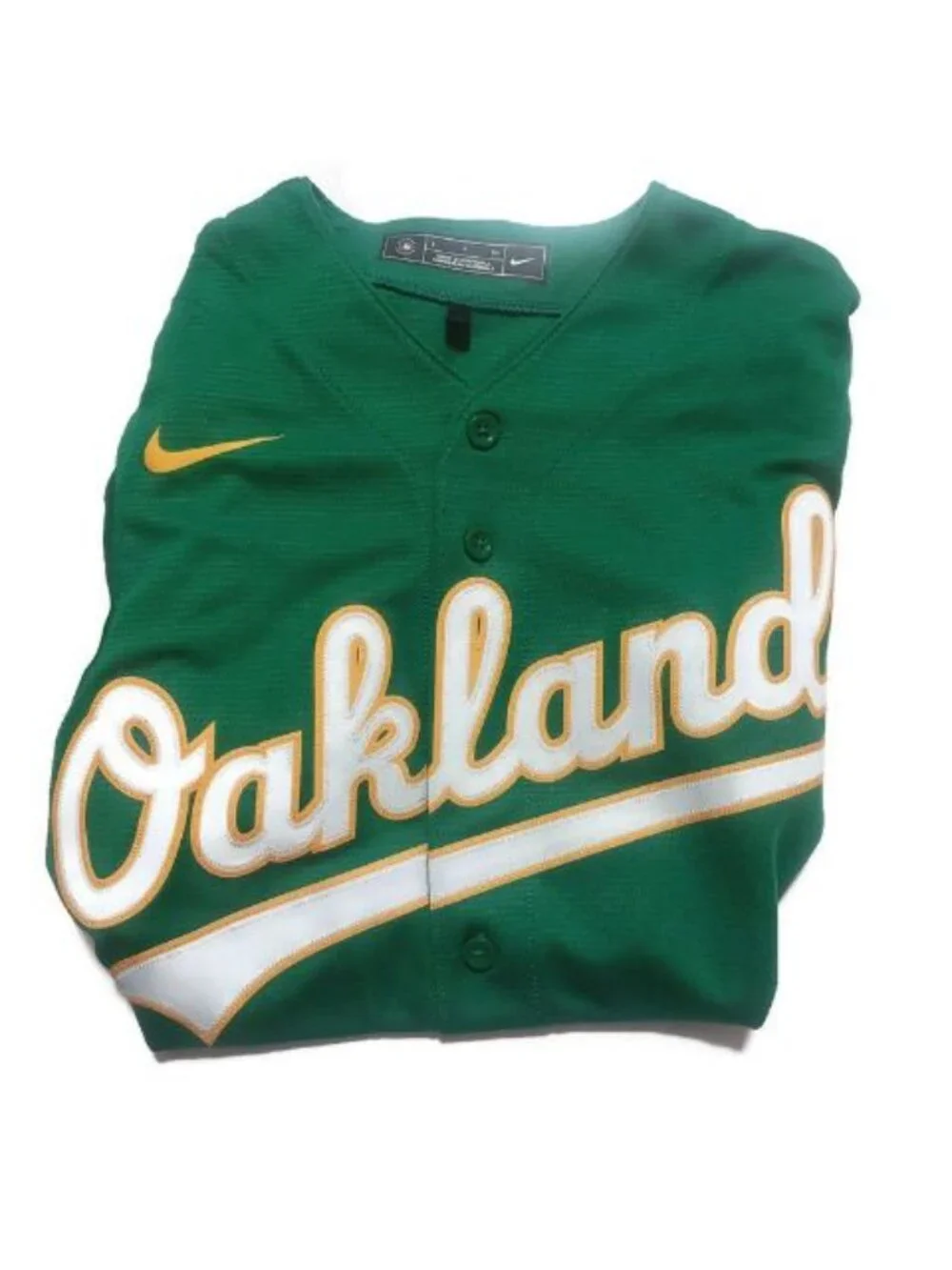 Nike Oakland Athletics Mens Small Full Button Alternate Jersey Green Blank MLB